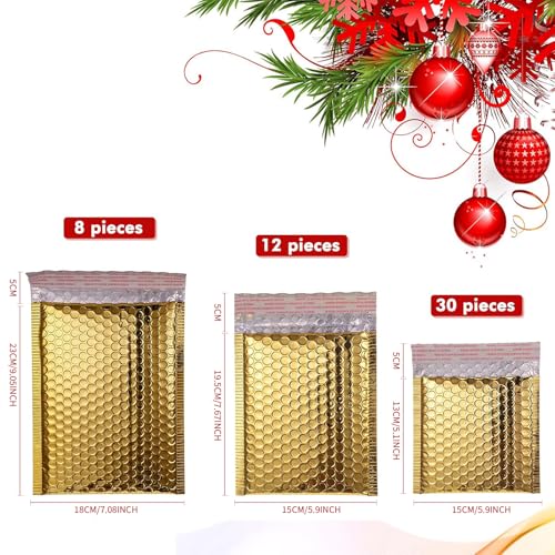 Outus 50 Pcs Bubble Mailers 3 Sizes, Bubble Shipping Envelopes, Gold - color: Gold