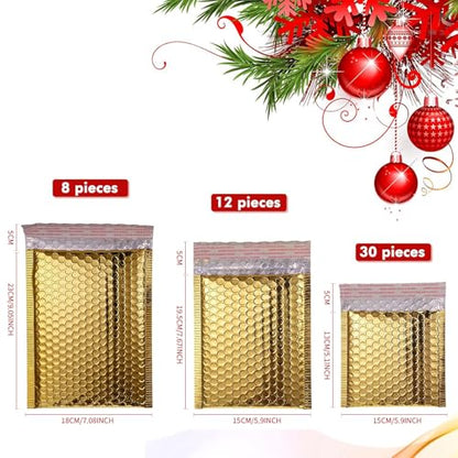 Outus 50 Pcs Bubble Mailers 3 Sizes, Bubble Shipping Envelopes, Gold - color: Gold