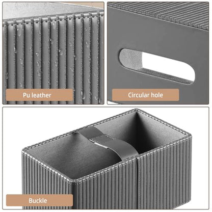 PUSU Extra Large Rectangular PU Leather Tissue Box Cover,Tissues Holder - color: Grey