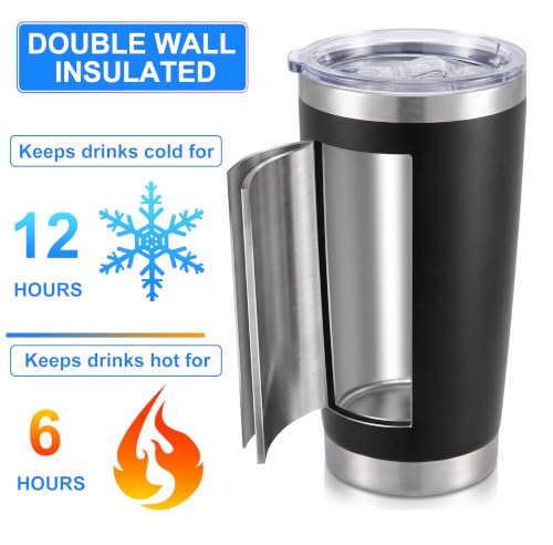20oz Tumbler Bulk,30 Pack Double Wall Stainless Steel Vacuum Insulated Tumbler with Lid and Straw,Travel Coffee Mug,Leak Proof Powder Coated Tumbler for Cold&Hot Drinks,Black