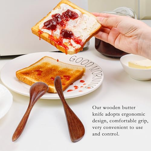 6Pcs Wooden Butter Knife Set, Solid Wood Butter Spreaders Spatulas