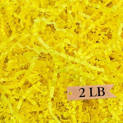 Art Secret Crinkle Cut Paper Shred Filler for Packing and Filling Gift Baskets - 2 LB (Yellow) - color: Yellow