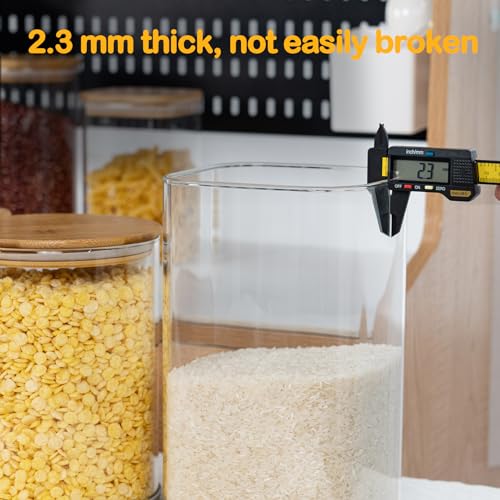 D2scrma 115oz/3.6Qt/3400ml Square Glass Storage Containers with Lids 2-Pack - size: 115oz*2