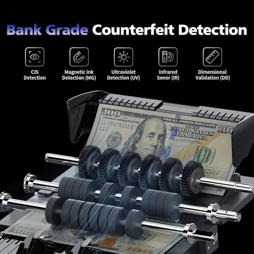 N71 Money Counter Machine Mixed Denomination, Dual-Display Mixed Denomination Value Counting Machine with CIS/UV/MG/IR/DD Counterfeit Detection, Multi-Currency for Business & Retail, 3-Year Protection
