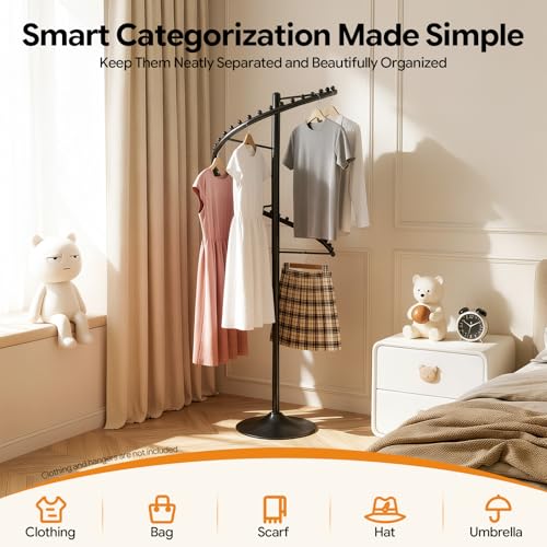 DYRABREST Spiral Rotating Clothing Rack, 5.91ft H 38-Ball Heavy Duty Garment Rack, Space Saving Standing Metal Sturdy Freestanding Hanger for Boutique Bedroom (Black) - color: Black
