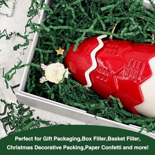 Art Secret Crinkle Cut Paper Shred Filler for Packing and Filling Gift Baskets - 2 LB (Green) - color: Green
