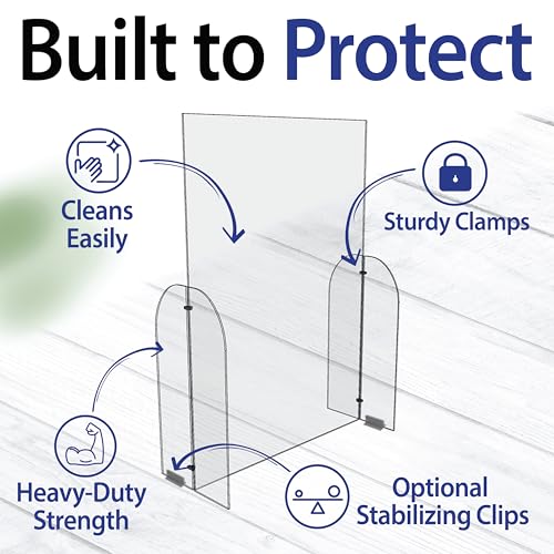 Clear Acrylic Single Panel Protective Barrier/Guard for Counter, Reception, Desk, Checkout Shield (30" x 42") - Guards Employees, Cashiers, and Customers from Coughing and Sneezing