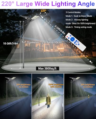 JAYNLT Y-12000W Solar Street Lights Outdoor, Commercial Parking Lot Lights - size: XX-Large