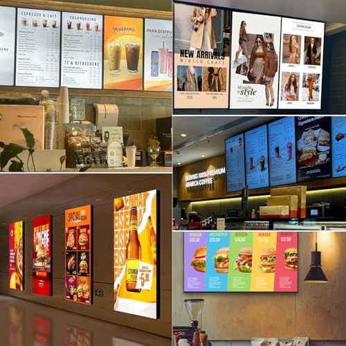 49" 4K Digital Signage, 1000nits Ultra-High Wall Mount Digital Signage, Slim Frameless Advertising Display, Commerical Display LCD Monitor with CMS/U-Disk Plug&Play, Split Screen for Cafe