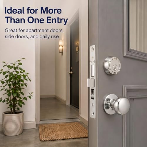 Tandefio 1 Set Double Cylinder Mortise Lock, Left Hand, Silver - color: Silver, style: Left Hand