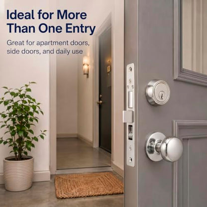 Tandefio 1 Set Double Cylinder Mortise Lock, Left Hand, Silver - color: Silver, style: Left Hand