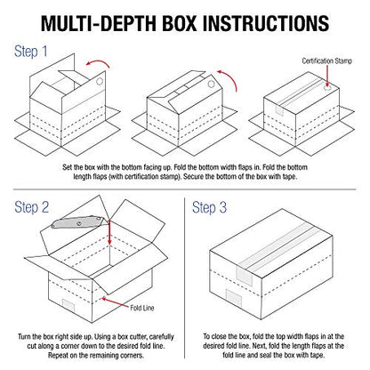 Tape Logic TLMD17118 Multi-Depth Corrugated Boxes, 17 1/4" x 11 1/4 x 8", Kraft (Pack of 25) - size: 17 1/4 x 11 1/4 x 8"