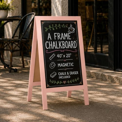 Ilyapa A Frame Chalk Board Easel Sign 40x20 in - Sandwich Signs Outdoor - color: Pink