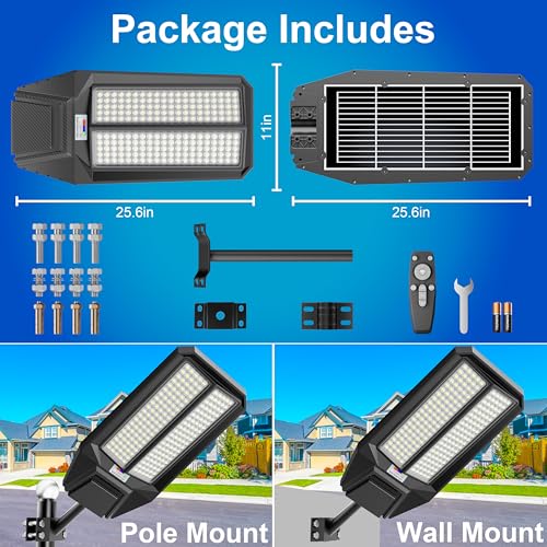 loyoele Bright Solar Street Light Motion Sensor, 11000W Commercial Outdoor - size: XL-11000-2 Pack