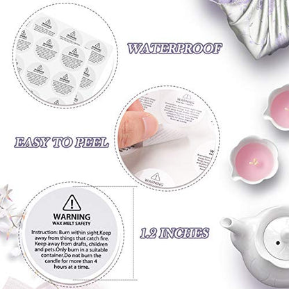 Willbond 200 Pcs Candle Warning Labels Candle Warning Stickers 1.2 Inch