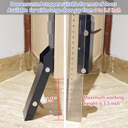 Door Stoppers Adhesive, Kick Down Door Stop Holder Keep Door Open, Door Stops for Bottom of Door, One Touch Rubber Doorstop, Self-Adhesive or Screw Easy Install, Upgraded Anti-Slip Rubber