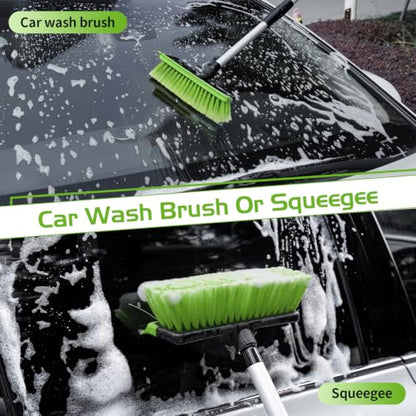 Ordenado 56" Car Wash Brush with Long Handle, Soft Bristle& Rubber Squeegee - color: Green