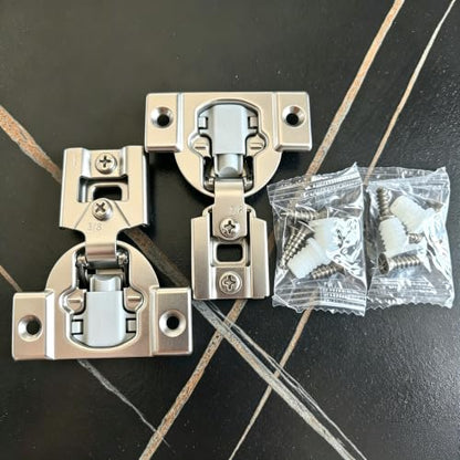 Soft‑Close 3/8" Overlay Cabinet Hinges, 105 Degree 3D Adjustable Concealed Hinges, Satin Nickel Finish, for Face Frame Kitchen Cabinet Doors, 2‑Pack (1 Pair) - size: 3/8inch Overlay