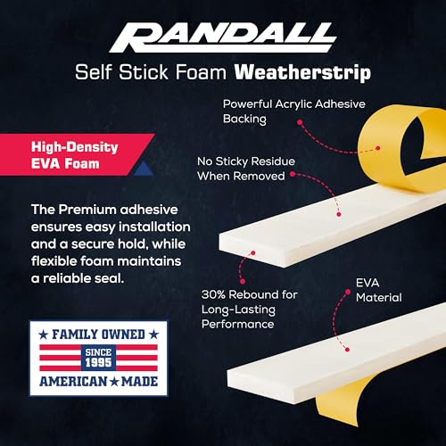 Foam Weather Stripping/Door Window Seal - Weather Stripping Foam Tape, 17 Ft Door Seal Strip, EVA Material, High Density 1/4" Thick, No Residue Adhesive (2" Wide) - size: 2" Wide