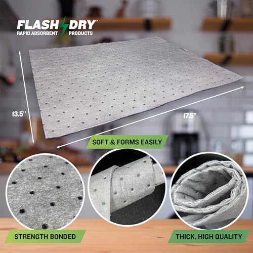 FLASHDRY Universal Spill Absorbent Pads, 17.5" x 13.5", 10-Count - size: 10 Pads - 2mm