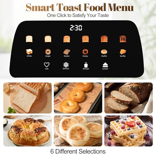 Tesslux 4 Slice Toaster, Touchscreen, 1.5" Long Wide Slot, 1300W, White - color: White