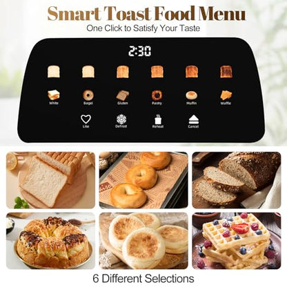 Tesslux 4 Slice Toaster, Touchscreen, 1.5" Long Wide Slot, 1300W, White - color: White