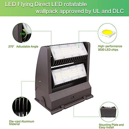 120W Rotatable LED Wall Pack Light 5000K Adjustable Head Outdoor Fixture - color: 120W