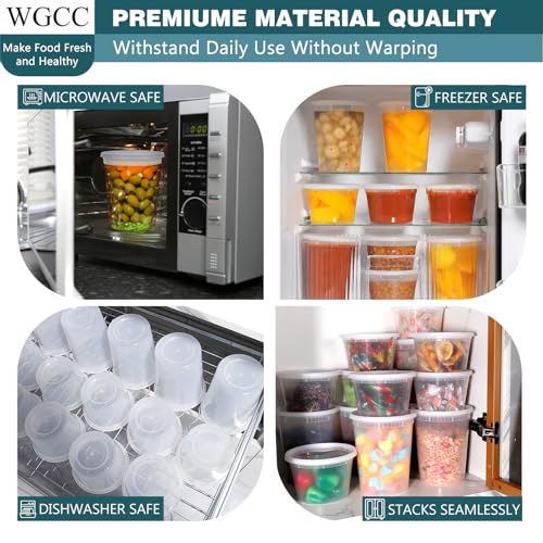 Deli Containers with Lids 48 Sets- Disposable Soup Containers with Lids 16oz, 32oz - Food Containers with Leakproof, BPA Free/Microwave/Freezer/Dishwasher Safe - size: 16/32oz-48pc