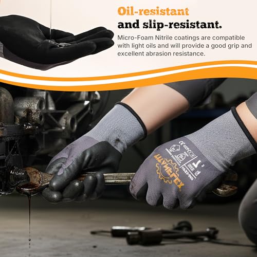 TitanFlex Work Gloves, MicroFoam Nitrile Coated, Seamless Knit Nylon - color: 3 Pairs, size: Medium