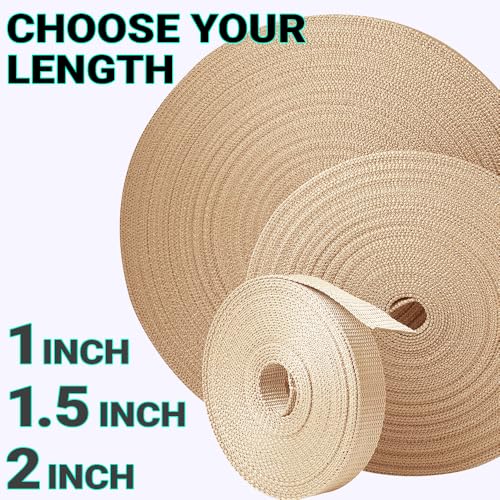 TECEUM Webbing Strap, 3/4" to 2", 10-50 Yds, Multi-Color Heavy Duty Tape - color: Champagne, size: 1"- 10 yards