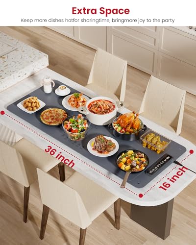 Extra Large Food Warming Mat, XXL 36"x16" Full-Surface Heating - color: Charcoal, size: 36" L × 16" W