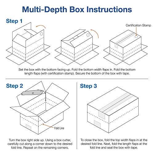 Choice Shipping Supplies 24" x 18" x 12" Multi-Depth Boxes Corrugated Cardboard, Kraft, Pack of 10, for Shipping, Packing and Moving, by Choice Shipping Supplies