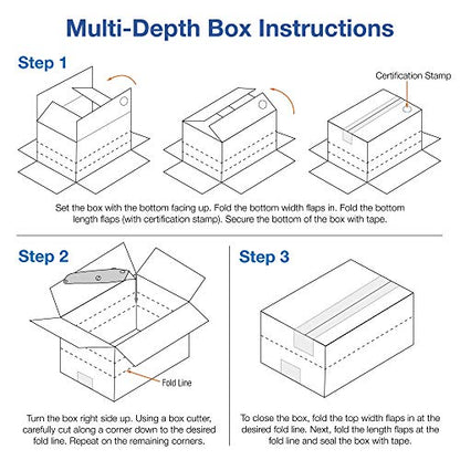 Choice Shipping Supplies 24" x 18" x 12" Multi-Depth Boxes Corrugated Cardboard, Kraft, Pack of 10, for Shipping, Packing and Moving, by Choice Shipping Supplies