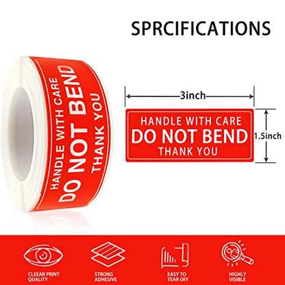 3" X 1" Handle with Care - Do Not Bend - Thank You Shipping Stickers Labels, 250PCS Per Roll - color: Tz-ys-ha