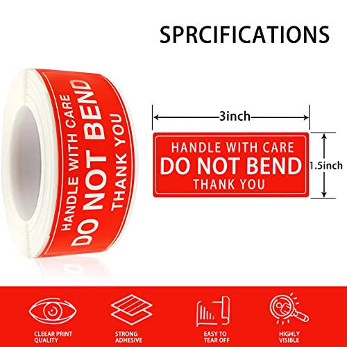 3" X 1" Handle with Care - Do Not Bend - Thank You Shipping Stickers Labels, 250PCS Per Roll - color: Tz-ys-ha