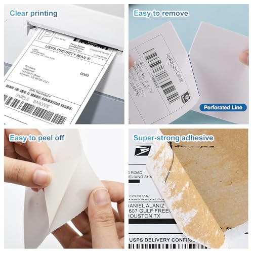 9527 Product Fanfold 4 x 6 Direct Thermal Labels White Perforated Shipping Labels, 1000 Label per Stack,1 Stack - color: White, size: 1 Stacks | 1000 Labels