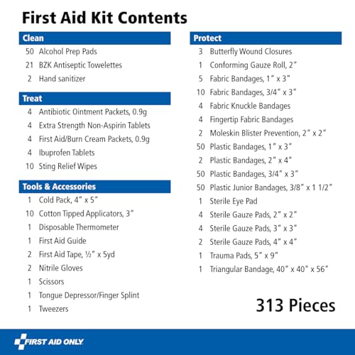 First Aid Only 313 Piece Home & Go Emergency First Aid Kit (91081) - size: 313 pieces