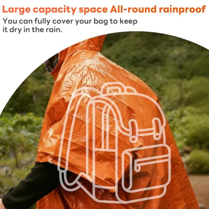 Deecam Emergency Mylar Poncho 4 Pack, Waterproof Windproof Thermal Foil Rain Poncho, Portable Survival Gear for Hiking Camping & Disaster Preparedness