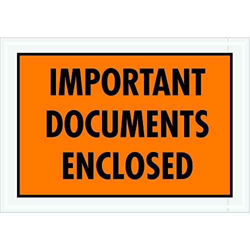 Partners Brand PPL421 "Important Documents Enclosed" Envelopes, 5 1/4" x 7 1/2", Orange (Pack of 1000)