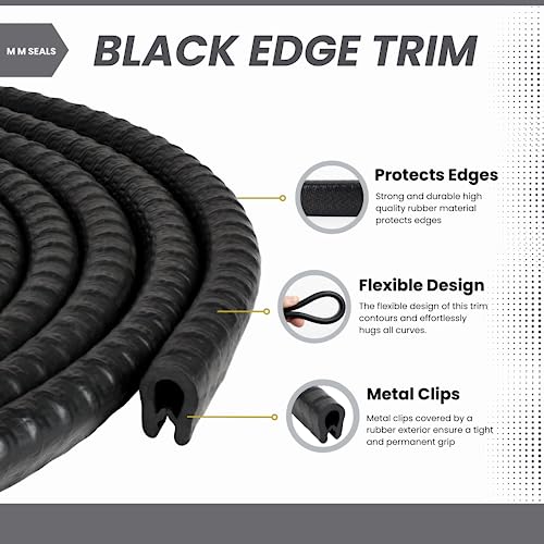 Edge Trim Black Small, Fits Edge 1/16 to 1/8 Inch, Length 10 Feet (3 Meter) - size: 10 Feet