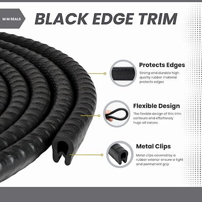 Edge Trim Black Small, Fits Edge 1/16 to 1/8 Inch, Length 10 Feet (3 Meter) - size: 10 Feet