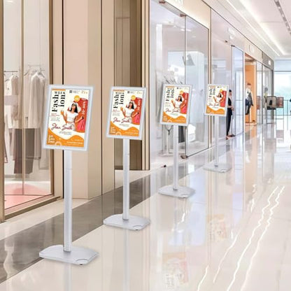 Sign Holder Stand 8.5x11 Inch, Heavy Duty Pedestal Floor Sign Stand - color: Silver, size: 8.5x11 in