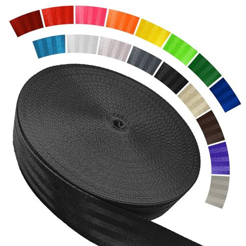Polyester Webbing Strap 16+Colors – 1"&1.5"&1.9" – 16.5 25 33 55 Yards Heavy Duty Webbing Roll, Flat Webbing Strap for Indoor&Outdoor Gear, DIY Crafting, Repairing - color: Black, size: 1.5"-16.5 yards