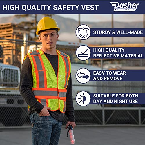 High Visibility Safety Vest – ANSI Class 2 Breakaway Vest with 5 Pockets, Yellow with Adjustable Hook and Loop Closure, Breathable Mesh, Heavy Duty Work Wear for Men or Women, 3 Pack (Medium/Large) - size: Medium-Large