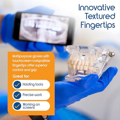 Inspire Cobalt Blue Nitrile Disposable Gloves | 4.5 Nitrile Safety Medical Exam Cooking Cleaning Disposable Gloves - size: XX-Large, style: Blue - Box of 100