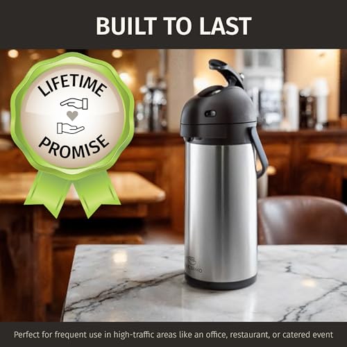 Coffee Carafe Airpot & Cleaning Brush 102oz/3L Airpot 12 Hours Hot - color: Silver w/ Brush 3L, size: 102 Ounces