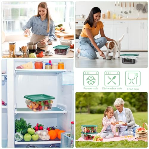 Lallisa 8 Pcs 2 Quart Food Storage Containers with Lids, Green