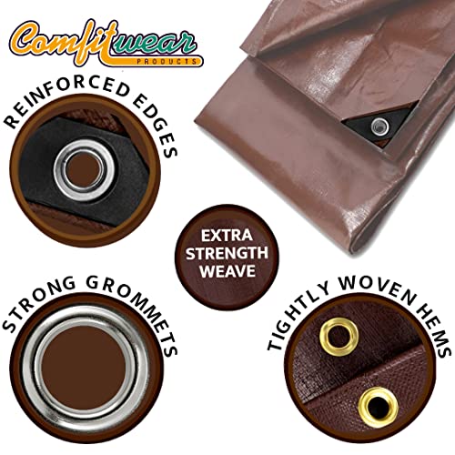 16 MIL Heavy Duty Tarp Super Heavy Duty Tarp Cover 16 MIL Multi-Purpose Extra Heavy Duty Tarps Car Tarp Boat Tarp Camping Tarp General Purpose Waterproof Tarp Cover (10' X 12', Brown) - size: 10' X 12'