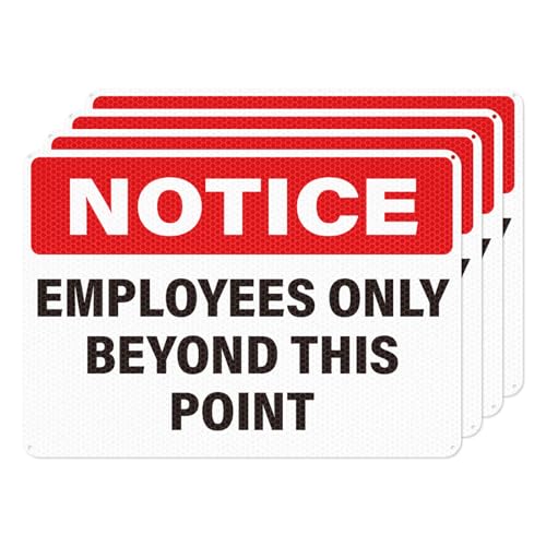 4 Pack Notice Employees Only Beyond This Point Signs 10 x 7 Inch - color: English