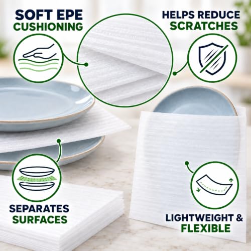 650Pcs Dish Packing Supplies for Moving,300 Foam Pouches & Sheets 4 Sizes (16x12",12x12",12x7.8",7.8x7.8") with 350 Fragile Stickers & Marker Pen for Moving, Packaging, Storage